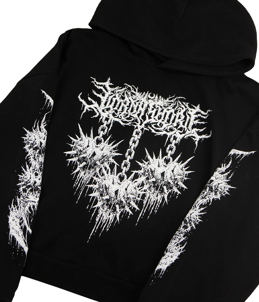 Lorna Shore Spiked Heart Womens Hooded Sweatshirt - Image 4